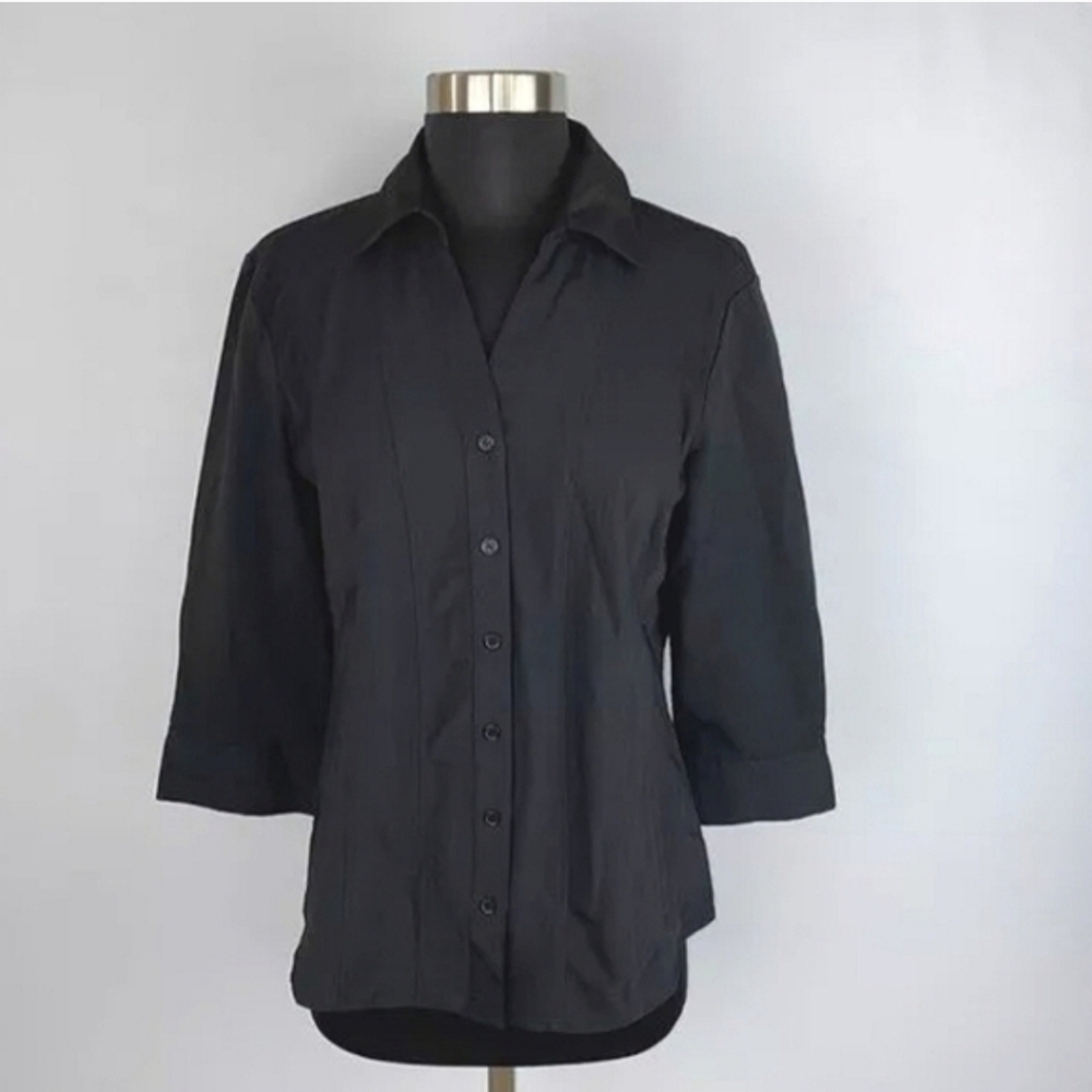 Style & Co Women's  Medium Solid Black Button Down Blouse Size 16 - Picture 9 of 10